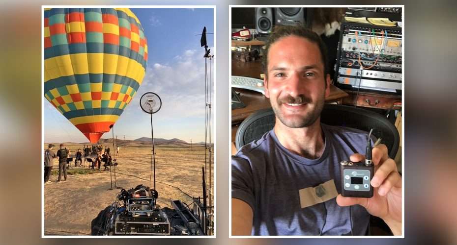 Jack Goodman with Lectrosonics gear on The Tonight Show hot air balloon shoot