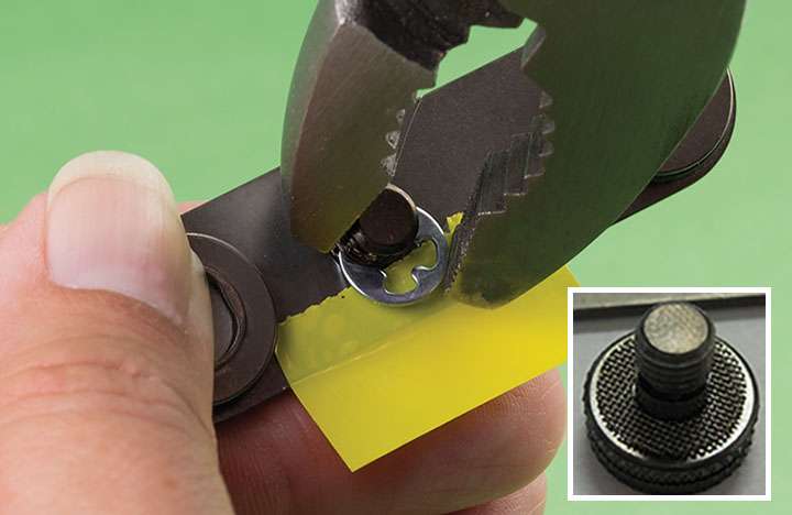 Replacing SM battery door thumb screw washer or e-clip with pliers