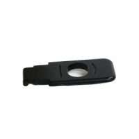 Black SIM card ejector tool with a circular opening and arrow icon