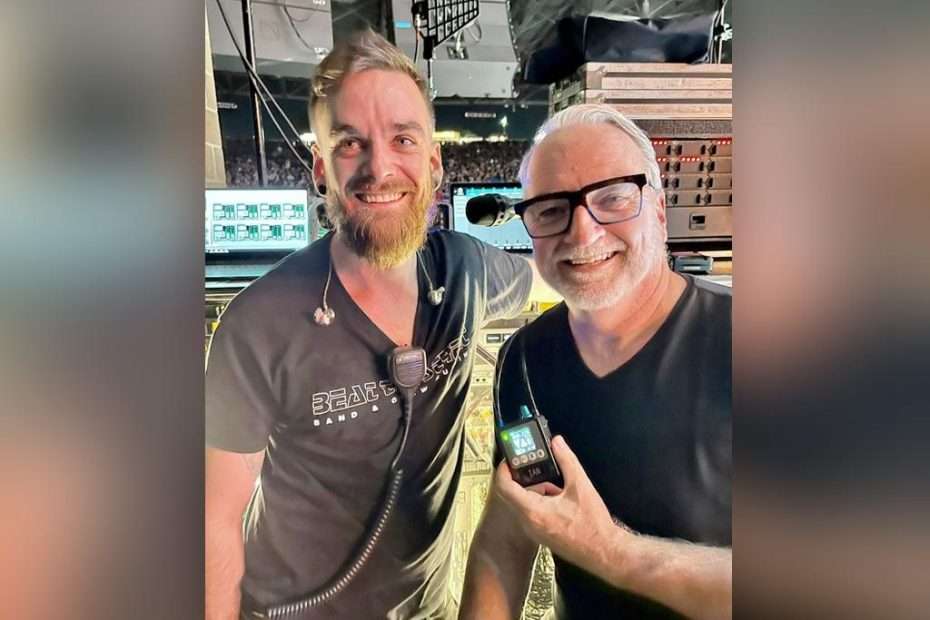 Foo Fighters monitor engineer & RF tech with Lectrosonics gear