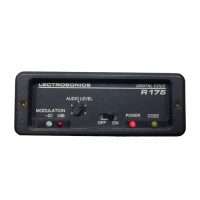 Lectrosonics R175 receiver front panel with audio level, modulation, power, and code indicators.