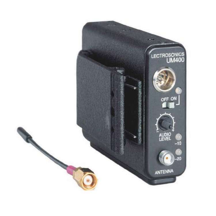Lectrosonics UM400 wireless microphone transmitter with antenna