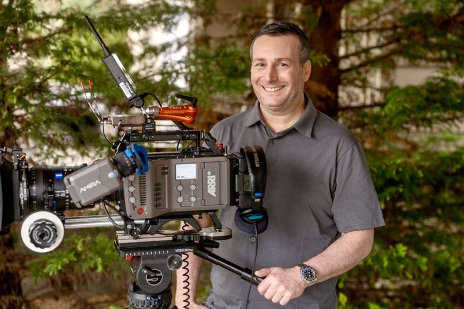 Cinematographer with ARRI AMIRA camera and Lectrosonics wireless gear