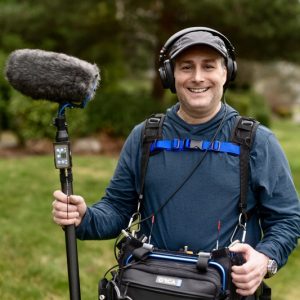 Berman-Films-and-Lectrosonics3 Man with Lectrosonics wireless gear and boom pole for Berman Films cinematography.