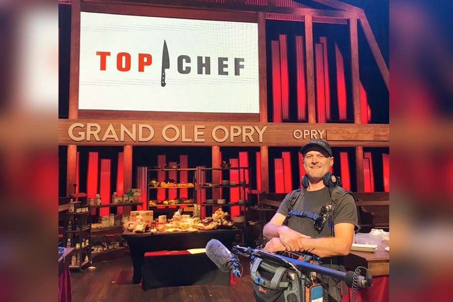 Bruce Beacom with Lectrosonics gear at Grand Ole Opry for Top Chef