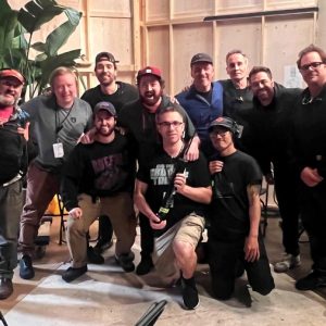 Bryan Dembinski with the sound team for a Jimmy Fallon NBC series.