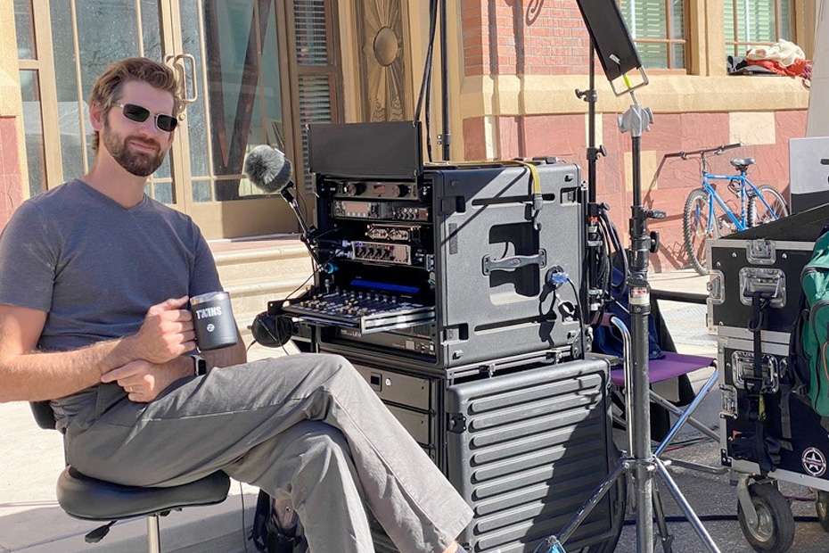 Chris Polczinski with Lectrosonics digital wireless gear on set