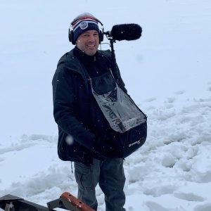 Greg Murphy with Lectrosonics gear in the snow