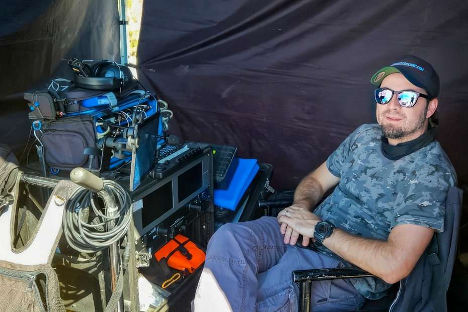 Sealtiel Alatriste, production sound mixer, with Lectrosonics gear for La Oficina Mexico.