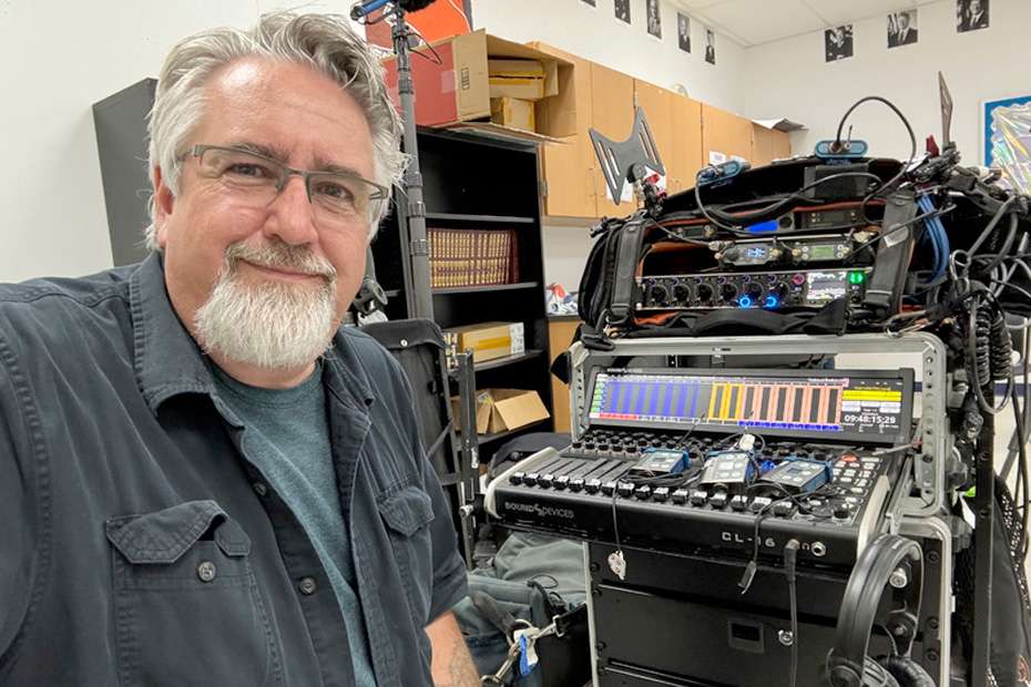 Thom Shafer with his Sound Devices CL-16 mixer and Lectrosonics gear