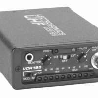 Lectrosonics UCR195 UHF receiver with front panel controls and BNC output.