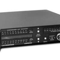 Lectrosonics UDR200 Synthesized UHF Receiver front panel detail.